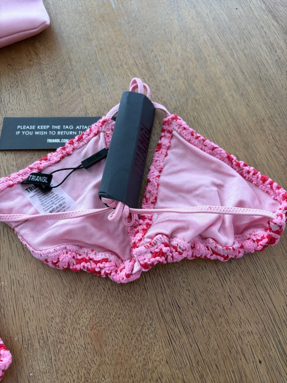 New VINCA - ALINA PINK CROCHET TRIANGLE BIKINI SET - Picture 6 of 11